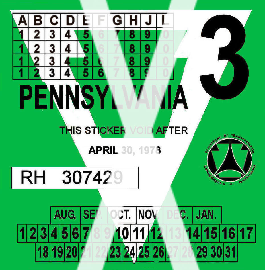 (image for) 1978-3 Pennsylvania Inspection sticker